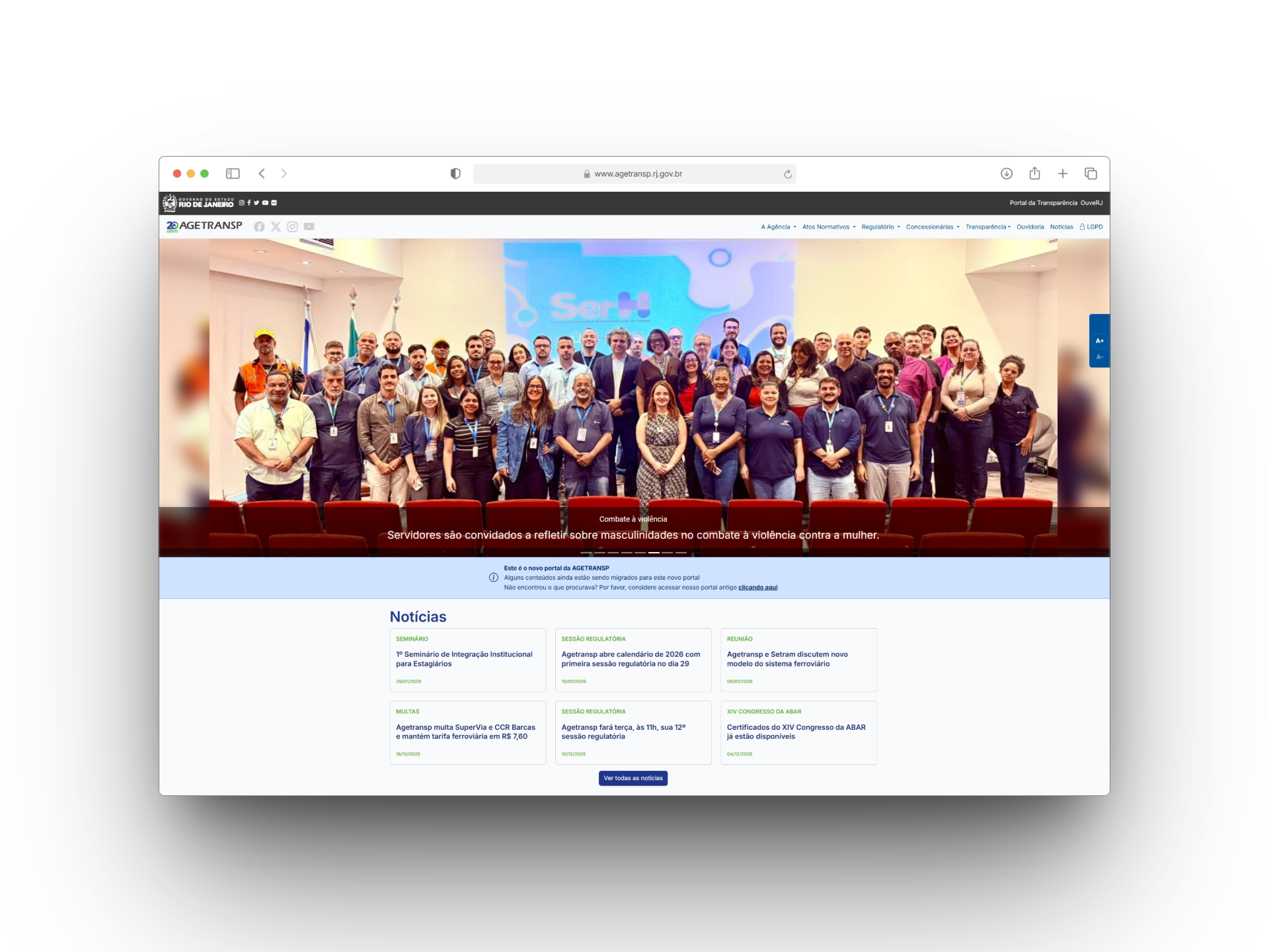 Modernização do Portal Institucional da AGETRANSP